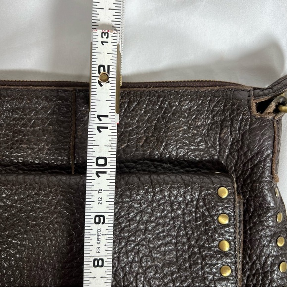 Rafe New York Distressed Pebbled Leather Studded Brown Crossbody Shoulder Bag - Picture 14 of 16